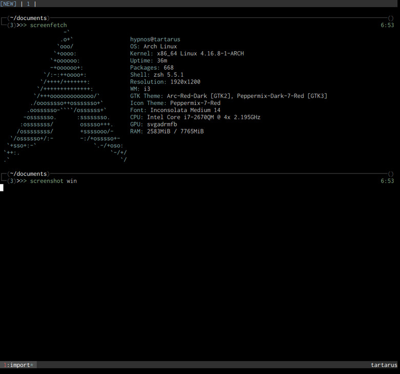 arch linux screenfetch