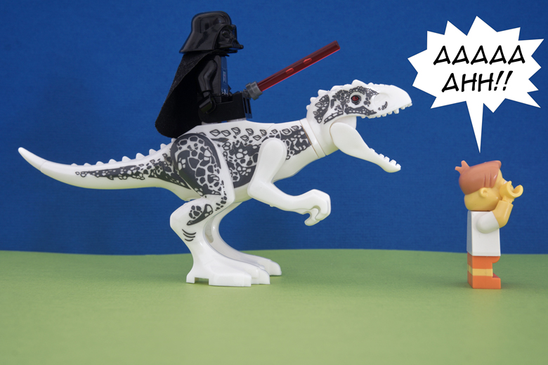 Darth Vader stressing developer on a dinosaur