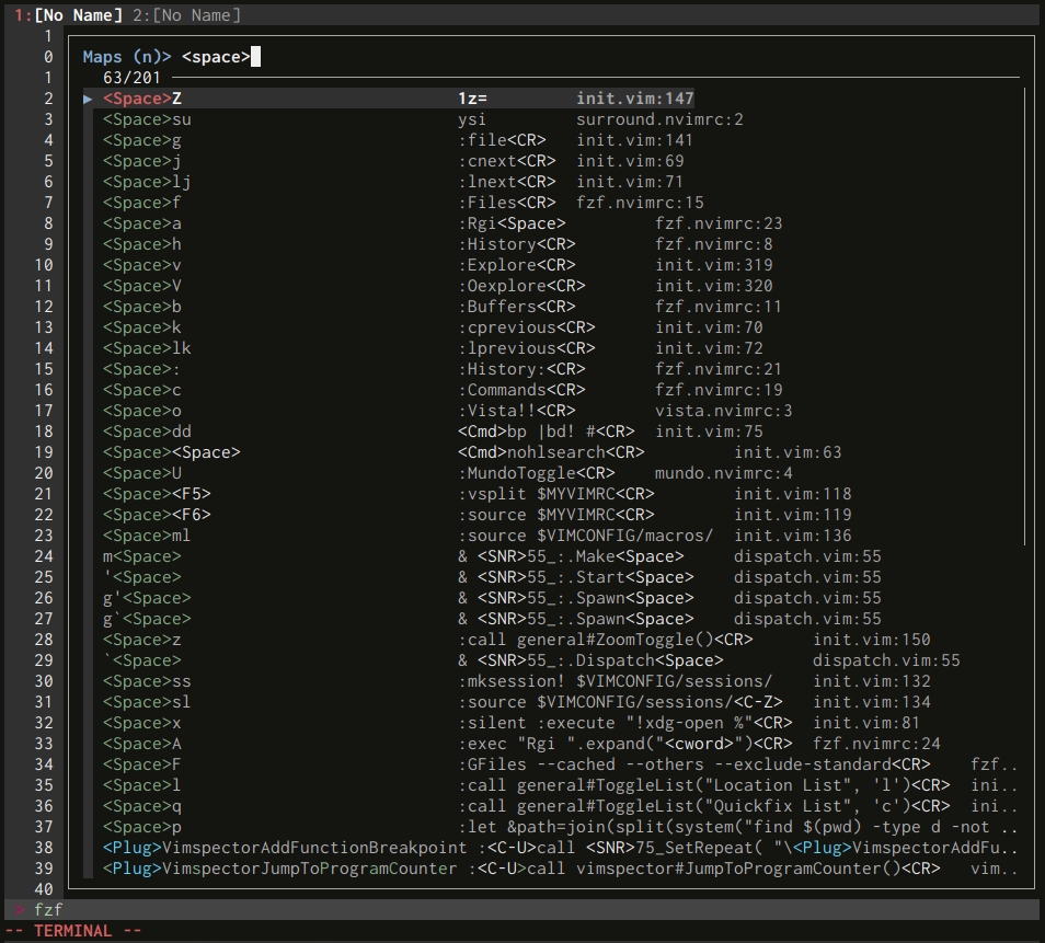 Using fzf in Vim to search through your mapping