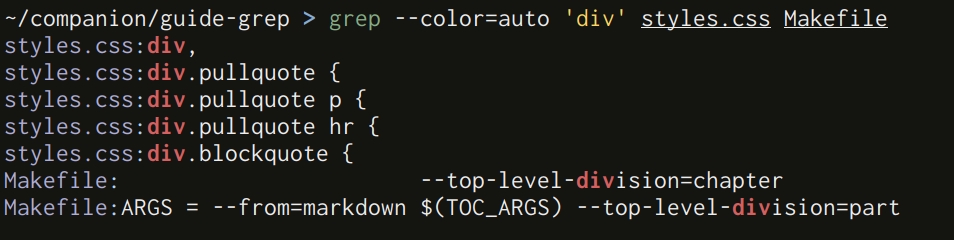 The output of grep is clearer with colors