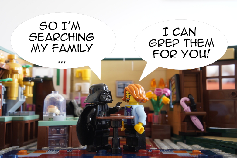 Darth Vader tries to grep his family
