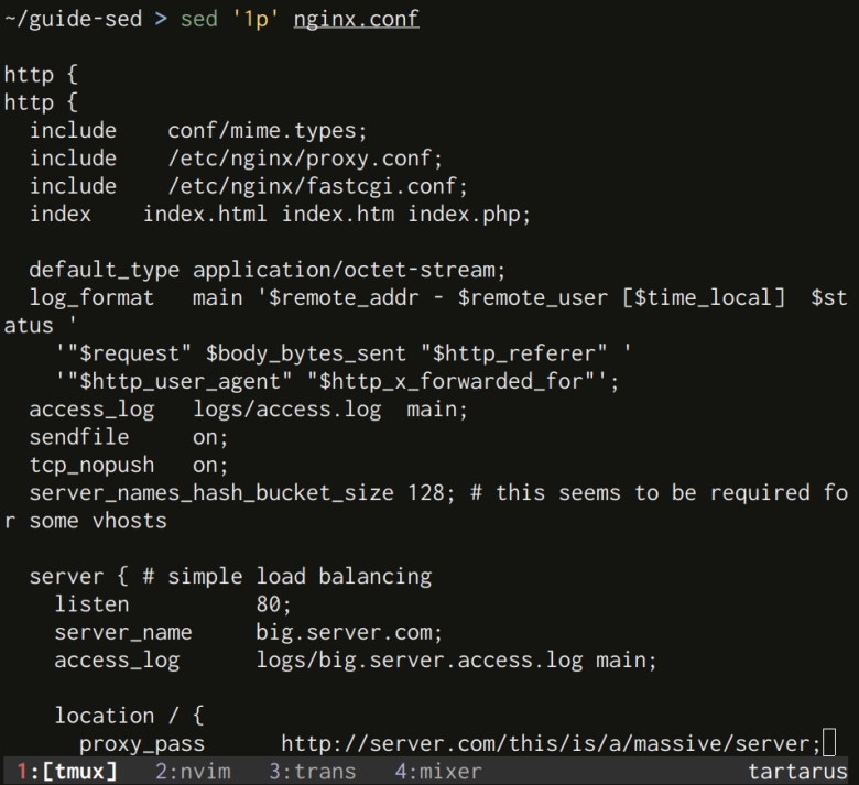 Printing lines with sed without the noprint option