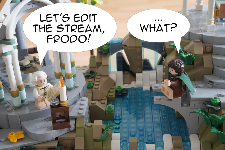 Bilbo trying to edit the stream of Rivendell